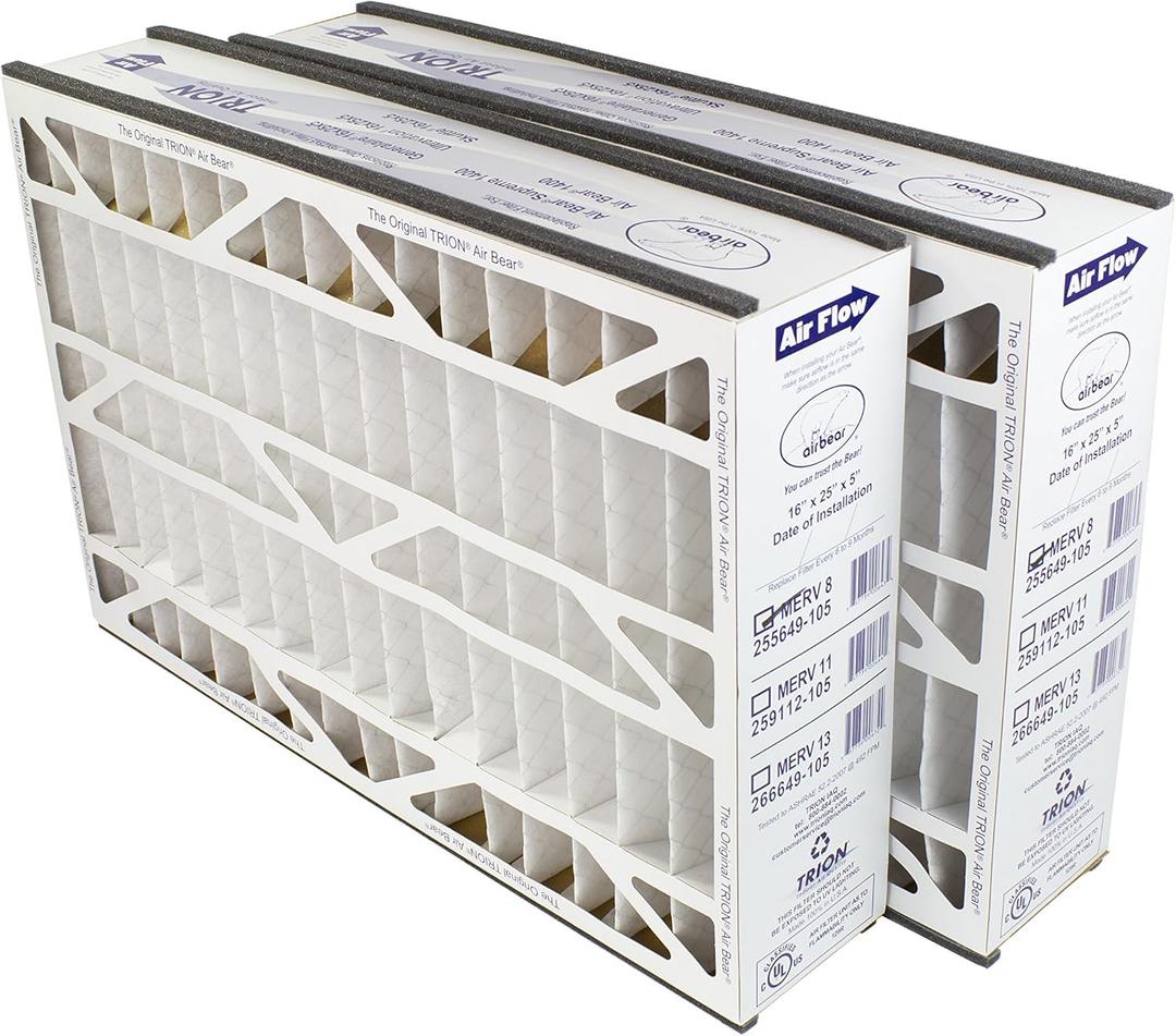 Trion Air Bear 255649-105 (2-Pack)  16 x 25 x 5 Pleated Air Filter, MERV 8