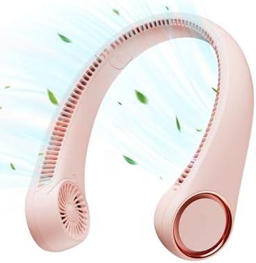 Gaiatop Portable Neck Fan Rechargeable, Hands-Free 360° Cooling, 17hrs Runtime, Battery Powered Personal Wearable Fan, Summer Outdoor Travel Essentials, Birthday Gifts for Women Mom Girls, Pink