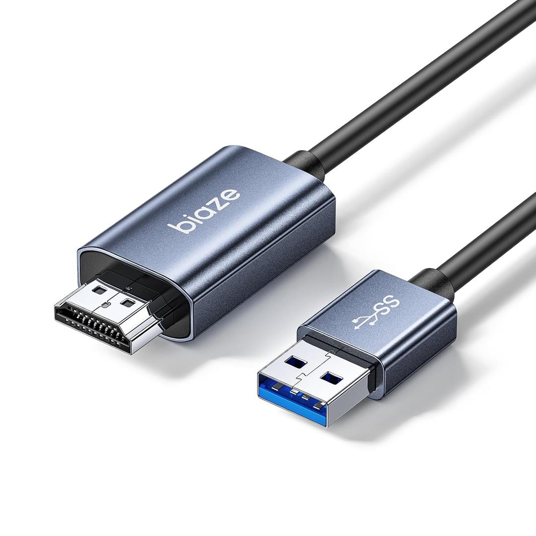 USB A 3.0 to HDMI Cable 5Ft, 1080P@60Hz 5Gbps USB to HDMI Adpter High Speed for Connecting Laptop/PC/PS5/Xbox/Switch to TV/Monitor/Projector, Screen Mirroring and Display Extension