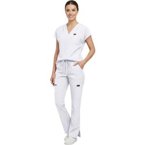 VIAOLI Scrubs for Women - V-Neck Top & Cargo Pants Uniform Womens Medical Scrubs Set for Nurses, Doctors, Size L