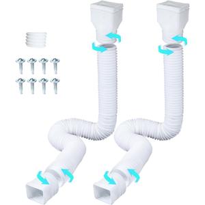 2 Pack downspout extension, White Gutter Downspout Extensions from 20-68 Inches, gutter extensiondownspout diverterwith Mounting Screws for Down spout Drain Extension.