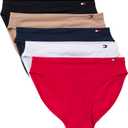 Tommy Hilfiger Women's Bikini Underwear 5-Pack (Sky Captain/Bright Whte/Black/Roebuck/Tango Red)