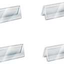 4 PACK Name Plate Holders Acrylic for Desks,8X3 Inch Horizontal Slant Back Office Desk Sign Holders for Desks