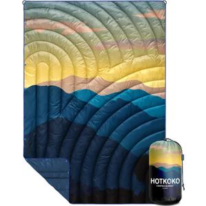 Camping Blanket,Lightweight Puffy Printed Camping Blanket Packable Outdoor Blanket for Camping,Traveling, Stadium, Hiking, Picnics (39x55", Blue Mountains)
