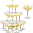 50 Pcs Champagne Tower Glasses, 5 Oz Disposable Martini And Champagne Glasses Plastic, Plastic Coupe Glasses, Disposable Champagne Glasses For Weddings & Parties