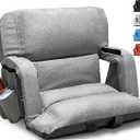 Wide Stadium Seats With Back Support, Exclusive "Sofa Style" Design Extra Thick Bleacher Chairs With Back and Cushion, 6 Reclining Positions - Ultimate Comfort for Sports Events (Grey, 22.5")