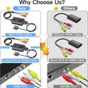 Male RCA to HDMI Cable Converter, CVBS Composite AV to HDMI Converter, Full HD 720P/ 1080P Output Switch for DVD, STB, R-o-k-u with Female RCA Output