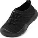 FEETCITY Toddler Slip On Shoes Boys Girls Wide Toddler Tennis Shoes Sports Walking Sneakers (Black)