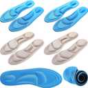 Shoe Insoles Women 4 Pairs Arch Support Insoles Breathable High Heel Inserts Cushion 5d Sponge Barefoot Comfort Inserts Shoe Pads for Massaging Arch Pain Feet Sore Relief(Beige, Blue)