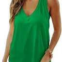 Smile Fish Women Summer Deep V Neck Tank Top Loose Fit Flowy Sleeveless Shirt Xl