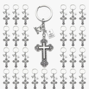 PHAETON 20PCS Cross Key Chains Jesus Cross Book Holy Bible Pendants Keyrings Religious Door Car Key Holders Jesus Key Rings Religious Favors for Christians Easter Prayer Gifts