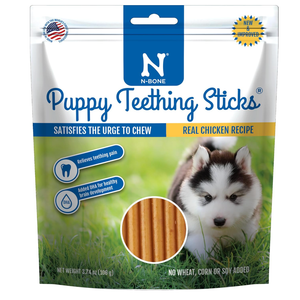N-Bone Puppy Teething Sticks, Chicken Flavor, Natural Puppy Chew Sticks & Teething Treats, SQF Certified, Made with Rice Flour for Easy Digestion, Calcium Enriched (3.7oz)