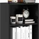 Tangkula 2-Tier Bookshelf, Open Shelf Bookcase with 7-Position Adjustable Shelf, Multifunctional Wooden Cubby Storage Display Shelf for Home Office Study Living Room (Black, 1)