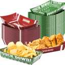 50 PCS Football Party Supplies Decorations, LongYeah Disposable Paper Food Trays Football Plates Bowls Nacho Serving Boats for Football Birthday Party Favors Game Day Table Decor