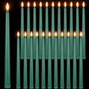 Macarrie 24 Packs Flameless Taper Candles Battery Operated Fake 11 Inch Long Candlelight LED Flameless Candlesticks Flickering Tapered for Christmas Church Prayer New Year Wedding(Green)