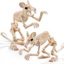 JOYIN 2 PCS Rats Skeleton Halloween Decoration 11 Inch Long Small Animal Skeleton Plastic Mouse Bones for Yard Garden Lawn Patio Graveyard Haunted House Halloween Party Favors Decor