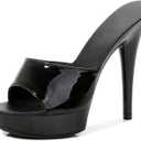 Women Fish Mouth Sky High Heel Platform Sexy Party Slides Round Open Toe Slip On High Heeled Backless Prom Sandals Fashion Stiletto Dress Bridal Evening Shoes, 42