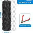 48'' x 50' Black Chicken Wire Fencing, 1 inch Chicken Wire and 19 Gauge Poultry Netting, Garden Mesh Fence Roll for Floral Arrangements/Crafts/Farm/Livestock/Pet Protection