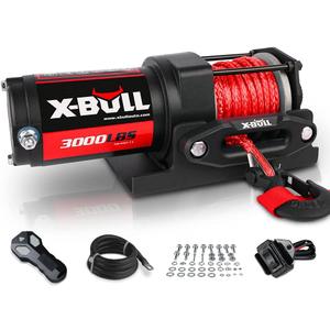 X-BULL 12V 3000LBS Electric Winch Synthetic Rope Electric Winch for Towing ATV/UTV Off Road with Mounting Bracket Wireless Remote New