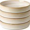 famiware Star 7.5" Pasta Bowls Set, Salad Bowl Set of 4, Double Reactive Glaze, Stackable, Ideal for Your Friend for Housewarming, Festivals, Cappuccino White