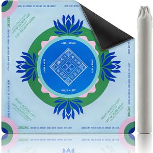 Mahjong Mat with Rules, 32.2 Inch Square Neoprene Mahjong Mats for Table, Quiet Noise Reduction Mah Jong Mat, Rubber Anti-Slip Base for Board Games, Tiles Game & Dominoes Green