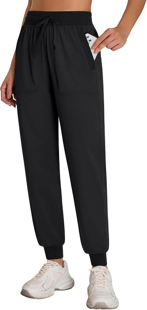 BMJL Women's Joggers High Waisted 29" Workout Track Pants with Pockets Athletic Gym Yoga Casual (X-Large, Black 01)