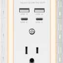 Multi Plug Outlet Surge Protector, 7 Outlet Extender with Night Light, USB Wall Charger with 2 USB C and 2 USB Ports, Surge Protector Power Strip, Multi Plug Wall Outlet, Wall Plug for Home Office