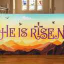 7x11ft Easter Jesus Backdrop He is Risen Banner Background Resurrection Background for Easter Day Celebration Party Decor Banner Photo Props for Home 261  flag