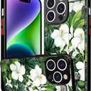 Compatible for iPhone 14 Pro Max Case Cute with Strap Stand Finger Kickstand, Designer Cool Silicone Cases Funda Cover - Green Fresh Tropical Leaves