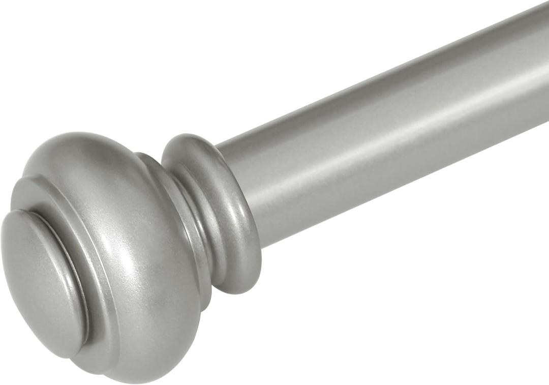 FantasDecor Curtain Rods for Windows 16-43 Inches Adjustable Length 1 Inch Diameter Bedroom, Kitchen, Living Room Curtain Rod with Classic Round End Caps Nickel