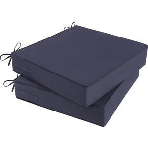 Outdoor Chair Cushions Set of 2 for Patio Furniture 22x22x4 Inch Waterproof Patio Chair Cushion 3 Year Color Fastness Square Elastic Foam Garden Sofa Couch Pads with Ties and Handle,Grey