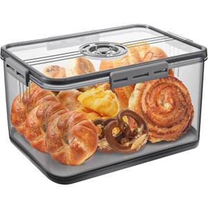Bread Box for Homemade Bread Boxes for Kitchen Counter Airtight, Time Recording Bread Storage Container with Lid, Bread Containers Storage Airtight Loaf Bread Keeper, Large, Dark Grey