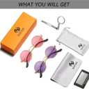 HJSTES Polarized Round Sunglasses Womens Men Retro Hippie Glasses Small Circle Sunnies (Pack of 2, Pink Purple)
