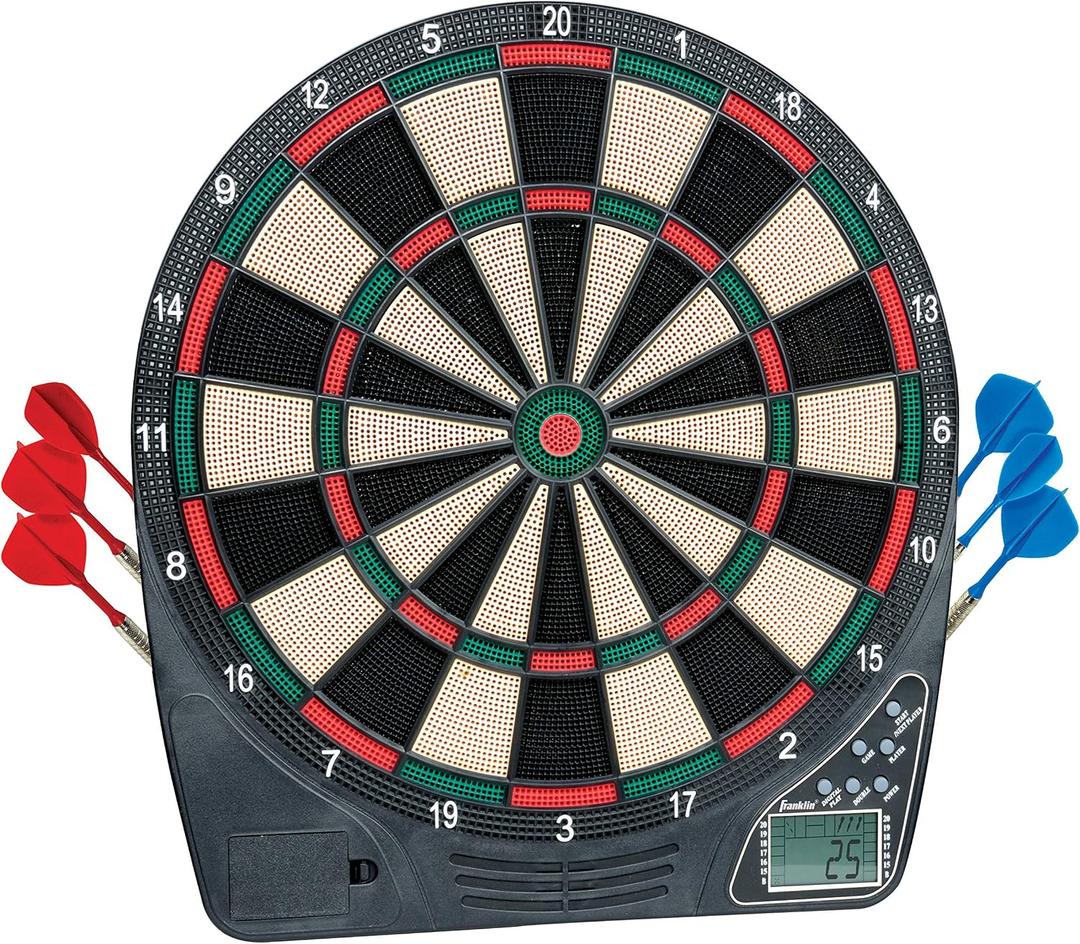 Franklin Sports Electronic Dart Board Sets - Soft Tip Electric Dartboard with Digital Scoreboard - (6) Darts Included, 15"