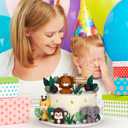 40 Pcs Safari Animal Cake Topper, Realistic Jungle Wild Cake Toppers Animal Figurines with Leaves Grass Balls Cake Decorations for Animals Themed Birthday Party Baby Shower Decorations