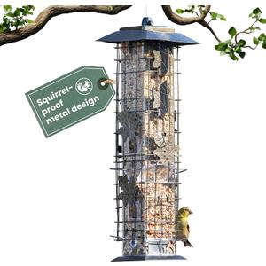 Perky-Pet 336-1SR Squirrel-Be-Gone Squirrel Proof Bird Feeder, 2LB, Outdoor Wild Bird Feeder with Weight-Activated Perches