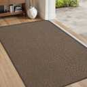 Ultra Thin Door Mat Indoor Entrance 24"x36", Low-Profile Indoor Door Mat, Non Slip Rubber Backing Welcome Entry Mat, Dirt Trapper Entryway Mat Inside Doormat, Brown