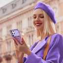 for Samsung Galaxy S23 Ultra Case with Slide Camera Cover, Samsung S23 Ultra Case Shockproof Slim Thin Lightweight, Chic Glossy Fade-Resistant Pattern Phone Cases Cover for S23 Ultra, Purple