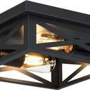 Black Flush Mount Ceiling Light Fixture,Square Hallway Light Fixtures Ceiling,Light Fixtures Ceiling Mount for Farmhouse,Kitchen,Hall,Bedroom,1 Pack