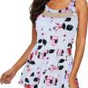 Womens Swimsuits Tummy Control One Piece Bathing Suit Swimwear Swim Dress SlimmingSwim Skirt with Built-in Boyshorts Print on White 6-8