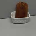 Nucookery Ceramic Butter Dish, Embossed Butter Keeper with Wood Lid for Countertop, Butter Holder and Container with Double Silicone Seal (Fan Pattern)