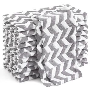 Homaxy 12 Pack Kitchen Dish Cloths, Ultra Soft and Absorbent Dish Towels, Reusable Fast Drying Microfiber Cleaning Cloth, Irregular Waves Coral Velvet No-lint Cleaning Rags, 10 x 10 inches, Grey
