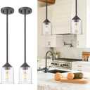 zeyu Farmhouse Hanging Pendant Lights 2 Pack, Modern Pendant Lights Kitchen Island with Clear Glass Shade, Oil Rubbed Bronze Finish, ZSL104MIL-2 ORB