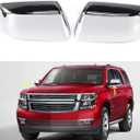 Chrome Mirror Top Half Cover Caps Compatible with 2015-2019 Chevy Tahoe Suburban GMC Yukon/Yukon XL (2 pcs Mirror Cover Replacement)