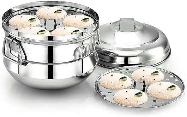 Export Quality Premium Stainless Steel Idli Maker with 3 Plates | Heavy-Weight 13 Big Idli Cooker | Elegant Silver Idli Steamer & Multipurpose Idli Pot. (Pack Of 1)