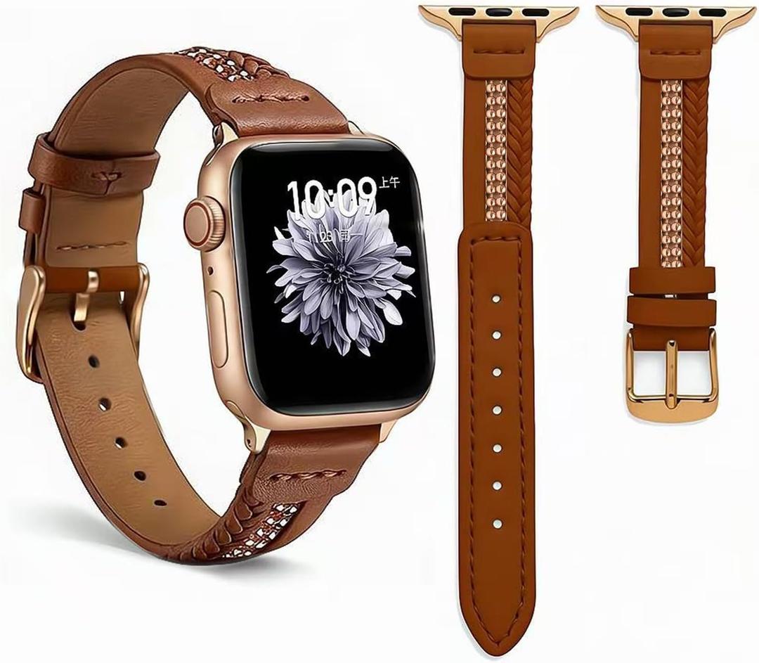 MORWLAT Slim Leather Band for Apple Watch 38mm/40mm/41mm/42mm(series 11 10), Women