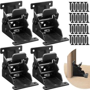 Folding Brackets 4 Packs Heavy Duty Self-Locking Hinge Table Legs Bracket Kit with 40 Screws for DIY Foldable Table, Workbench, Desk, Furniture (4)