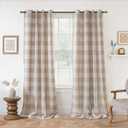 DriftAway Buffalo Plaid Check Curtains Woven Plaid Pattern Lined Blackout Thermal Insulated Window Curtain Grommet 2 Layers 2 Panels 52 Inch by 96 Inch Taupe