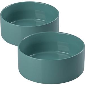 SPUNKYJUNKY 28.7OZ Ceramic Dog and Cat Bowl, Modern Cute Weighted Food Water Bowl for Replacement Light Green (2 Pack) (3.6 CUPS  2)