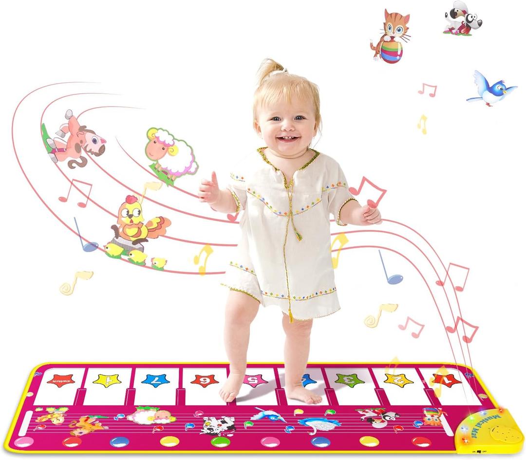 M SANMERSEN Piano Mat - Musical Keyboard Floor Playmat 39.5" Electronic Music Animal Touch Play Blanket Funny Xmas Gift Toy for 1 2 3 Year Old (Purple)